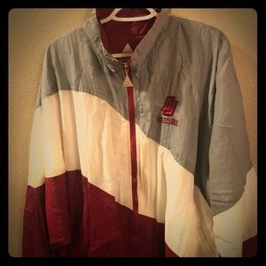 Red, white and gray ou vintage rain jacket